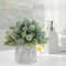 Set of 3 Mini Artificial Succulents in Gray Hexagon Ceramic Pots – Faux Small Potted Aloe, Hops & String of Pearls Plants for Modern Home, Office Desk, Kitchen & Shelf Decor